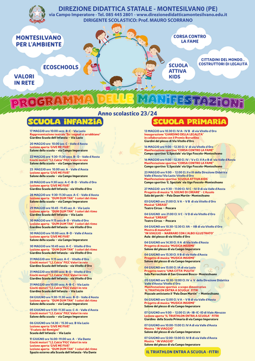 programma manifestazioni conclusive anno scolastico 2023-2024